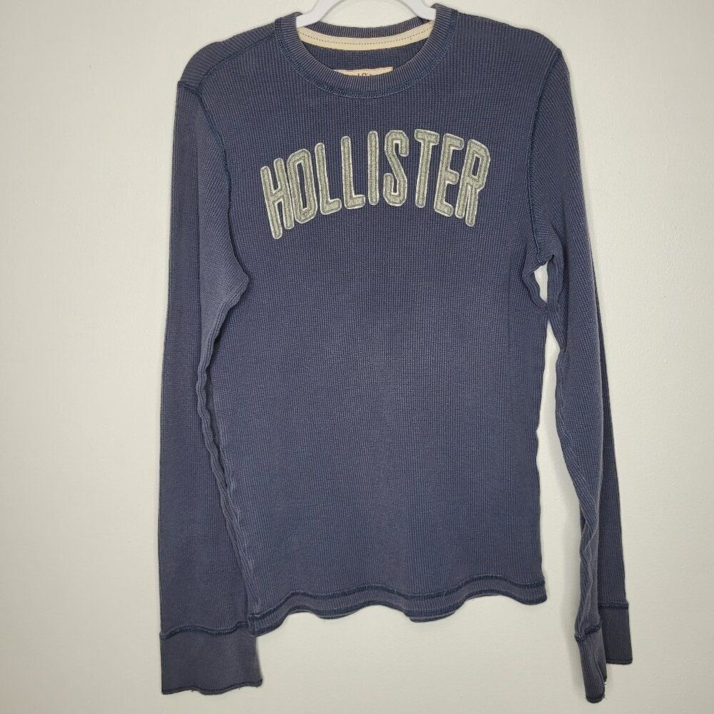 Vintage y2k Hollister blue thermal long sleeve spell out text front preppy M
